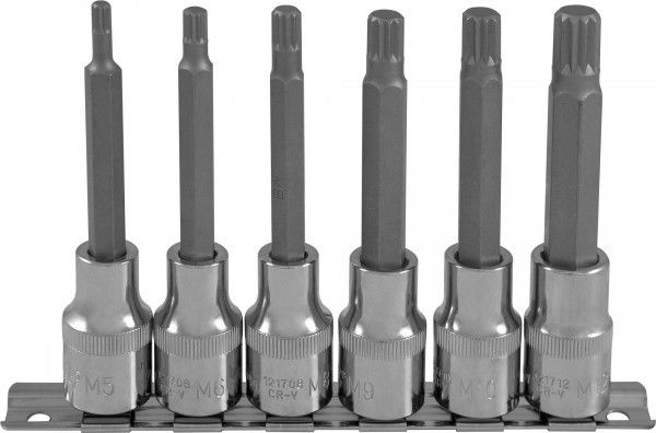 Набор насадок торцевых 1/2DR с вставками-битами SPLINE на держателе, M5-M12, 100 мм, 6 предметов 921706