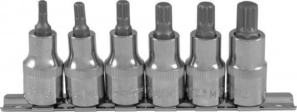Набор насадок торцевых 1/2DR с вставками-битами SPLINE на держателе, M5-M12, 6 предметов 912706